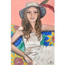 Load image into Gallery viewer, portrait with 60's floral and influences of Francesco Clemente