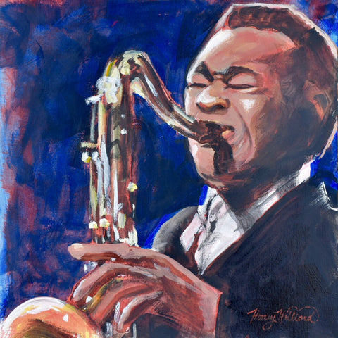 John Coltrane, 12x12, acrylic on canvas paper